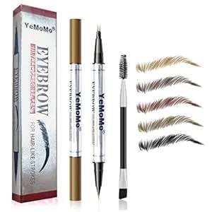 Dual-Tip Eyebrow Pencil, 2-In-1 Waterproof Brow Liner With Ultra-Fine Fork And Precision Tip, 5 Natural Shades From Light Brown To Black (3#Dark Brown)