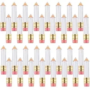 Blulu 24 Pcs Pencil Lip Gloss Tubes Bulk, 5 Ml Empty Lip Gloss Containers, Cute Refillable Lips Balm Tubes Diy Party Favors Teacher Appreciation Gifts Teachers' Day Gift For Women