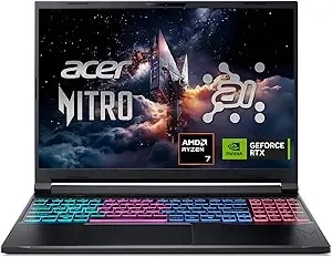 Acer Nitro V 16s Ai Gaming Laptop - Amd Ryzen 7 260 Processor - Nvidia Geforce Rtx 5060 Laptop Gpu (572 Ai Tops) - 16" Wuxga Ips 180hz Display - 32gb ddr5 - 1tb Gen 4 Ssd - Wi-Fi 6 - anv16s-41-r2aj