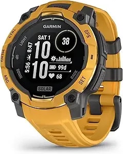 Garmin Instinct® 3 – 45 Mm, Solar, Rugged Outdoor Gps Smartwatch, Built-In Flashlight, Alpine Rush Collection Limited Edition Color, Sunburst With Sunburst/Gray Band