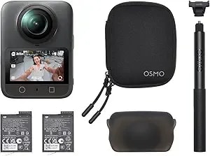 Dji Osmo 360 Essential Combo, 360 Camera With 1-Inch 360° Imaging, Native 8k 360° Video, 4k/120fps & 170° Boost Video, 1.2m Invisible Selfie Stick Kit, Extended Battery Life With 2 Batteries