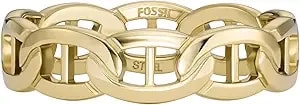 Fossil Women'S Heritage D-Link Gold-Tone Stainless Steel Band Ring