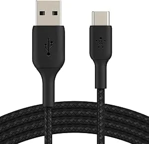 Belkin USB C To USB A Cable, 3.3ft, 15W - Type C Charger, Iphone Charger Cord, Braided, Flexible For Iphone 17 & 16, Galaxy S25, Pixel 10, Ipad Pro, Airpods Pro, Switch 2 & More, Carplay - Black