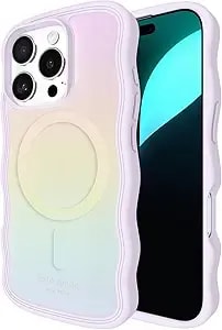 Kate Spade New York Iphone 16 Pro Case - Compatible With Magsafe - Designer Phone Case - Wavy Opal Iridescent