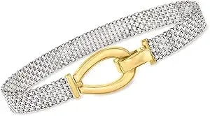 Ross-Simons Sterling Silver Bismark-Link Bracelet With 18kt Gold Over Sterling