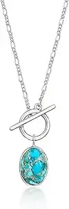 Ross-Simons Turquoise Toggle Necklace In Sterling Silver