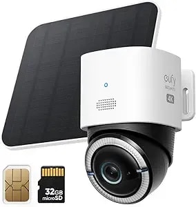 Eufy Security 4g Lte Cam s330, 4k Cellular Solar Security Cameras Wireless Outdoor, Pan And Tilt, 4g And Wi-Fi Duo-Mode, Ai Tracking, With Sim Card And 32gb Sd Card, No Wifi, No Problem