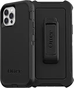 Otterbox Iphone 12 And 12 Pro Defender Series Case - Single Unit Ships In Polybag, Ideal For Business Customers - Black, Rugged & Durable, With Port Protection, Includes Holster Clip Kickstand
