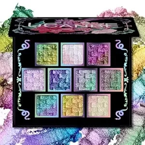 Ucanbe Chameleon Multichrome Eyeshadow Palette, 10 Colors Shifting Chromatic Light-Reflecting Metallic Eye Shadow, Multi-Use Blendable Holographic Glitter Shimmer Eye Makeup Pallet (Solar Python)