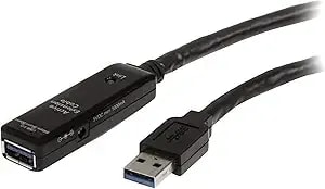 Startech.Com 32.8 Ft Active Usb 3.0 (5gbps) Extension Cable With Ac Power Adapter - Shielded - Male To Female Usb 3.2 gen1 Type A Extender, Taa (usb3aaext10m)