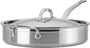 Hestan Probond Forged - Professional Clad Stainless Steel Sauté Pan, 5 Quart, With Helper Handle, Induction Compatible