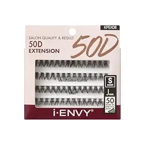 I•Envy 50d Extension Cluster Individual Lashes, Easy To Apply, Flat Tapered-End Root, Pre-Fanned Volume Lashes, J Curl With Soft Fiber, Quick Application For Salon Quality & Result (Short-56clusters)