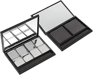 Beaupretty Empty Eyeshadow Palette With 8 Aluminum Pans Matte Black Compact Diy Makeup Tray 4.33x2.95x0.39 Inches Portable Custom Eye Shadow Storage For Women
