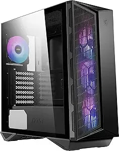 Msi Mpg Gungnir 111r Mid Tower Gaming Pc Case - Black, 4 X 120mm Argb Fans, Usb 3.2 gen2x2 Type-C, Tempered Glass Panel, Magnetic Dust Filter, Mystic Light Rgb, Atx, M-Atx, Mini-Itx