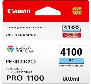 Canon Pfi-4100 Genuine Photo Cyan Ink Tank, Compatible With Imageprograf Pro-1100 Printers