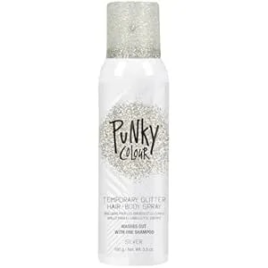 Punky Temporary Hair And Body Glitter Spray, Silver – Glitters Hairspray, Adds Sparkly Shimmery Glow, Hair Glitter For Kids, Women, Men, 3.5 Oz