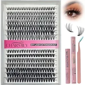 Diy Lash Clusters Kit 280pcs Volume Lashes Extensions 30d+40d Mix, 9-16mm D Curl Soft Eyelash Clusters With Glue Bond Seal Remover Tweezers, Thin Band Lashes Clusters Kit Natural Look