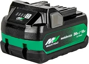 Metabo Hpt 18v/36v Multivolt Lithium Ion Battery, 5.0ah/2.5ah, Water & Impact Resistant, 4-Stage Fuel Gauge, Powers All 18v And 36v Tools, Lightweight Design, 2-Year Warranty, 380083m