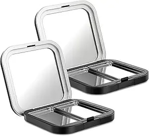 Kallory 2 Pcs Empty Magnetic Eyeshadow Palettes With Mirror, Refillable Eyeshadow Case For Diy Cosmetics - Lipstick, Blush, Highlighter