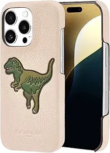 Coach Genuine Debossed Pebbled Leather Slim Wrap Iphone 16 Pro Case - Designer Phone Case - Ivory Rexy