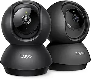 Tapo 2k Indoor Pan/Tilt Wired Security Camera - Works As A Baby Monitor & Pet Camera, Motion Detection, 2-Way Audio, Siren, Night Vision, No-Subscription Local Storage Or Optional Cloud, c211 (2-Pack)