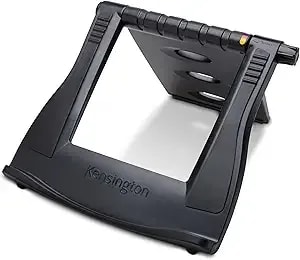 Kensington Adjustable Aluminum Laptop Stand For Desk, Ultra-Slim Lightweight Foldable Portable Notebook Holder, Anti-Slip Silicone Tablet Mount For 10"-17" Laptops And Tablets, Black k50428ww