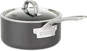 Viking Non Stick Sauce Pan With Glass Lid, 3 Quart Hard Anodized Nonstick Saucepan Cooking Pot, Dishwasher And Oven Safe, Induction Ready, Gray