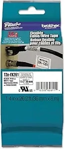 Brother Genuine P-Touch Tze-fx251 Tape, 1" (0.94") Wide Flexible-Id Laminated Tape, Black On White, Best Suited For Wire Wrapping And Flagging, Water-Resistant, 0.94" X 26.2' (24mm X 8m), tzefx251