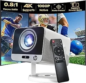 Mini Projector 1080p Full Hd, Hp mc425 Portable Projector, Projector With Wifi And Bluetooth, Short Throw Projector For Bedroom, Smart Outdoor Movie Projector 4k Support, Auto Focus & Keystone