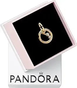 Pandora Aries Zodiac Dangle Charm - Compatible With Pandora Me & Moments Jewelry - Zodiac Sign Jewelry - Great Gift For Her - 14k Gold With Clear Cubic Zirconia - With Gift Box