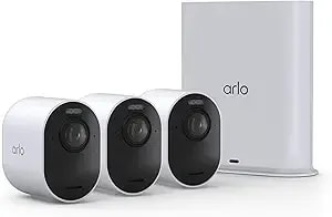 Arlo Ultra (3rd Gen - 2025 Release) 4k Security Camera + Smarthub, Battery Power, Emergency Response, Ai Summary, 1-Month Trial Of Secure Plan, 180° Field Of View, 3 Cam, White, Motion Alert