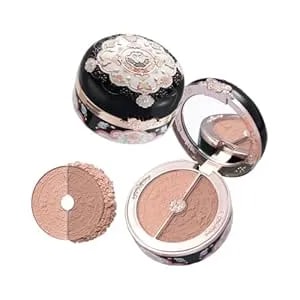 Flower Knows Butterfly Cloud Collar Rouge Box Blush & Contour Duo Powder,Brown+Nude Two Tone Matte Blush For Cheeks Bulidable & Blendable Palette,0.21 Oz(05 Pearwood)