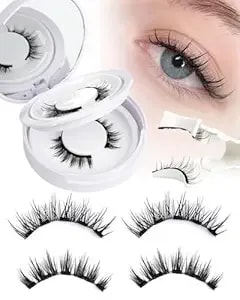Magnetic Eyelashes Lashes Magnet Natural - Manga Look 2 Pair 5 Magnets Kit With Applicator And Mirror Quick Wear No Glue For Sensitive Eyes By Emeda(Natural Look)