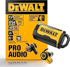 Dewalt Jobsite Pro x2 True Wireless Work Earbuds — Anc Active Noise Cancelling, Glove-Friendly Dial Control, 40+ Hour Runtime, ip54 Water Resistant, 4 Eq Modes, Bluetooth