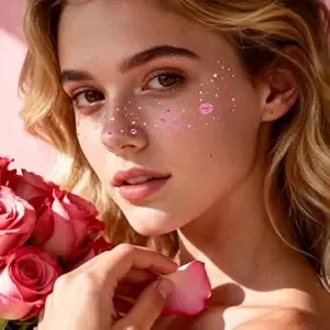 Cerlaza Valentines Day Accessories, 40 Pcs Valentines Temporary Tattoos Heart Glitter Freckles Face Stickers Makeup For Woman, Valentine'S Day Trinkets Decorations Party Favors Goodie Bag Stuffers