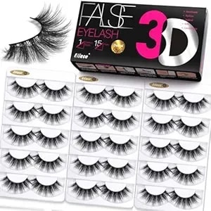 Eliace False Eyelashes Natural Look 14mm, 15 Pairs Cat Eye Lashes Wispy Strips, 3d Mink Lashes Fake Eyelashes Fluffy Volume Dramatic Thick Cross Wispies Lash Thin Soft Band Comfortable Dubai Style