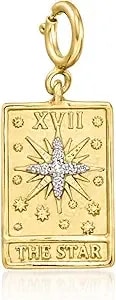 Ross-Simons 18kt Gold Over Sterling The Star Tarot Card Charm With Diamonds