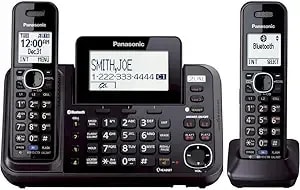 Panasonic Cordless Phone System, 2 Line With 2 Handsets - Answering Machine, link2cell, 3-Way Conference, Call Block, Long Range Dect 6.0, Bluetooth - Kx-tg9542b (Black)