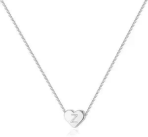 Pavoi 14k Gold Plated Tiny Heart Necklace - Dainty Necklace For Women - Personalized Letter Heart Choker - Adjustable Slider