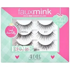 Ardell Faux Mink Lashes Holiday Lash Set 817 – 3 Pairs Of Natural Look False Eyelashes With Bonus Duo Adhesive, Soft Wispy Lashes, Lightweight Lash Strip Gift Set