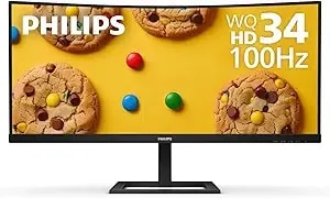 Philips 346e2cuae 34'' Curved Frameless Ultrawide Qhd 3440x1440,100hz 1ms Mprt, Srgb 121%, Usb-C Charging, Multiview Pip/Pbp, Height Adjustable, 4yr Advance Replacement