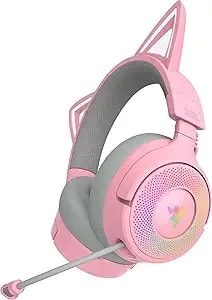Razer Kraken Kitty v3 Pro Wireless Rgb Gaming Headset: Chroma Rgb Kitty Ears - 2.4 Ghz, Bluetooth 5.3, Usb A - Super Wideband Mic - 40mm Drivers - Thx Spatial Audio - Comfortable Ear Cushions - Pink