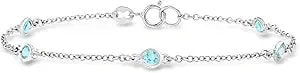 Ross-Simons 0.80 Ct. T.W. Bezel-Set Swiss Blue Topaz Station Bracelet In Sterling Silver