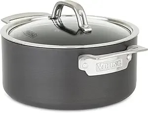 Viking Non Stick Stock Pot, 4 Quart Hard Anodized Nonstick Soup Cooking Pot Wth Glass Lid