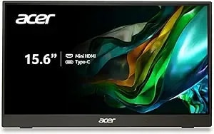 Acer pm161q Bbmiuux 15.6" Full Hd 1920 X 1080 Ips Business Slim Portable Monitor - Amd Freesync - External Monitor For Laptop Pc Mac I Two 1w Speakers - 2 - Usb 3.1 Type-C Ports & 1 - Mini Hdmi