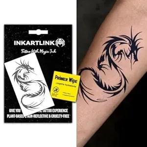 Inkartlink Semi Permanent Tattoo, Temporary Tattoo, Beautiful And Realistic Design, Fun Tattoo Experience, Cruelty-Free, Non-Reflective, Waterproof (Dragon 4)