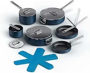 Joseph Joseph Space 10 Piece Nonstick Pots And Pans Set With Lids, Nesting Cookware, Ceramic Coating, Induction & Oven Safe