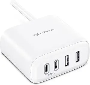 Cyberpower gc108cez Surge Protector, 1 Outlet, 500 Joules, 8 Ft Cord, 2 Usb-C, 2 Usb-A Charging Ports, White