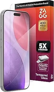 Zagg Glass Elite Screen Protector For Iphone 17 Pro - 5x Stronger Tempered Glass, Clearprint Technology For Smudge Free Clarity, Smooth Feel, Full Coverage, Invisibleshield, Easy Two-Step Installation