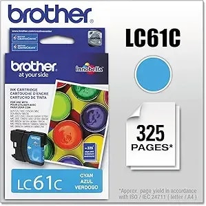 Brother lc61c Ink Cartridge, 325 Page-Yield, Cyan